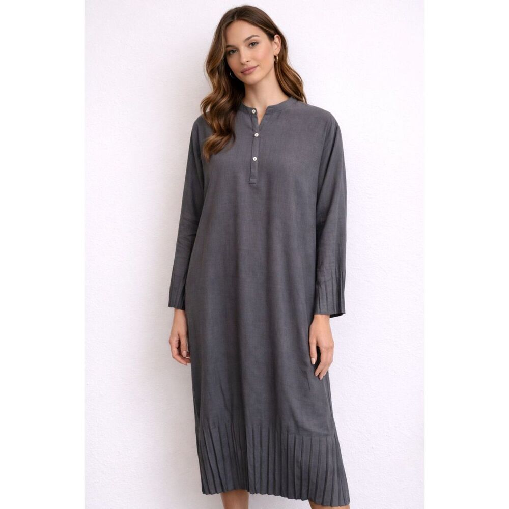 MIZUIRO IND Pleated Buttoned Midi Dress Gray One Size‎ NEW NWT
